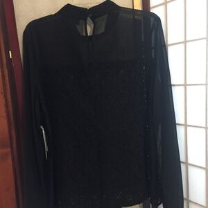 Ladies Dressy Blouse Black Lace X-Large Size by "BOLD Elements" NWT